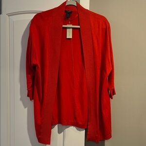 Ann Taylor Bold Red Open-Front Cardigan